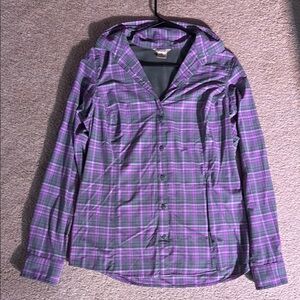 Duluth Trading Co. Purple Plaid Button Down Shirt